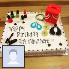 Cosmetics Birthday Cake For Girl With Name And Photo